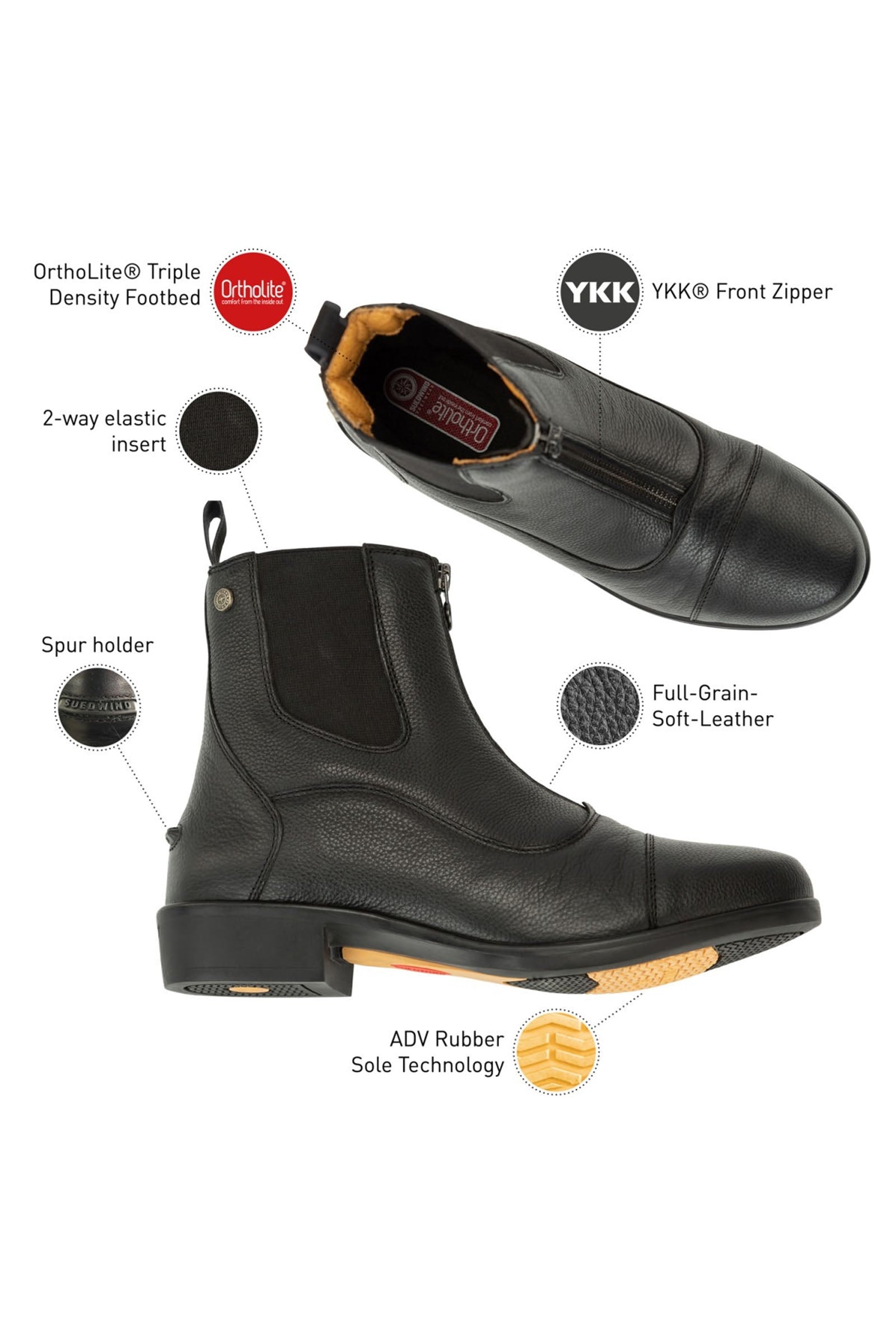 Suedwind Footwear Advanced II FZ Soft Jodhpur Boots, Front Zip Riding Boots & Riding Shoes