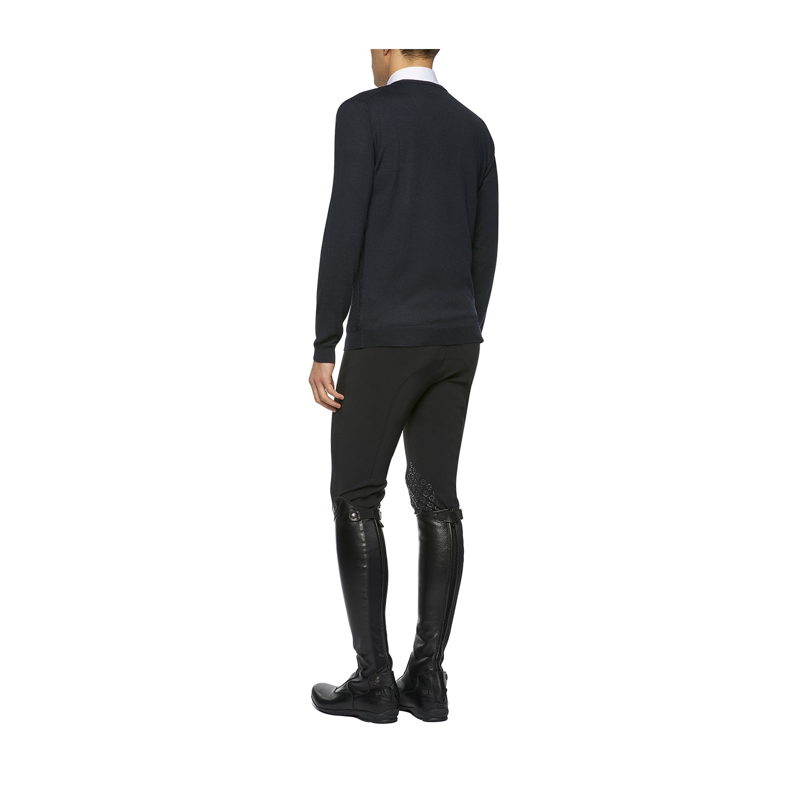 Cavalleria Toscana Men's Wool Knit Honeycomb V-Neck Sweater Women’s Riding Clothing