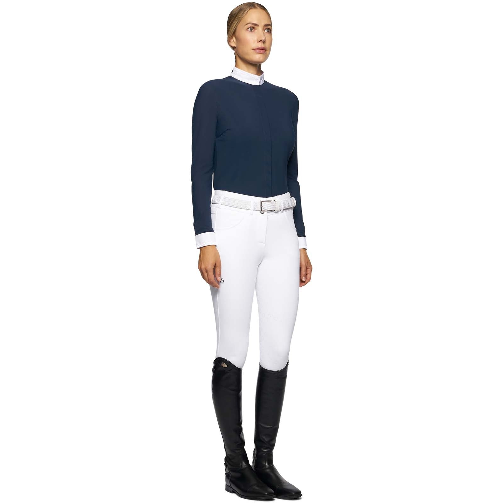 Cavalleria Toscana Embroidery Women's Long Sleeve Competition Shirt Women’s Riding Clothing