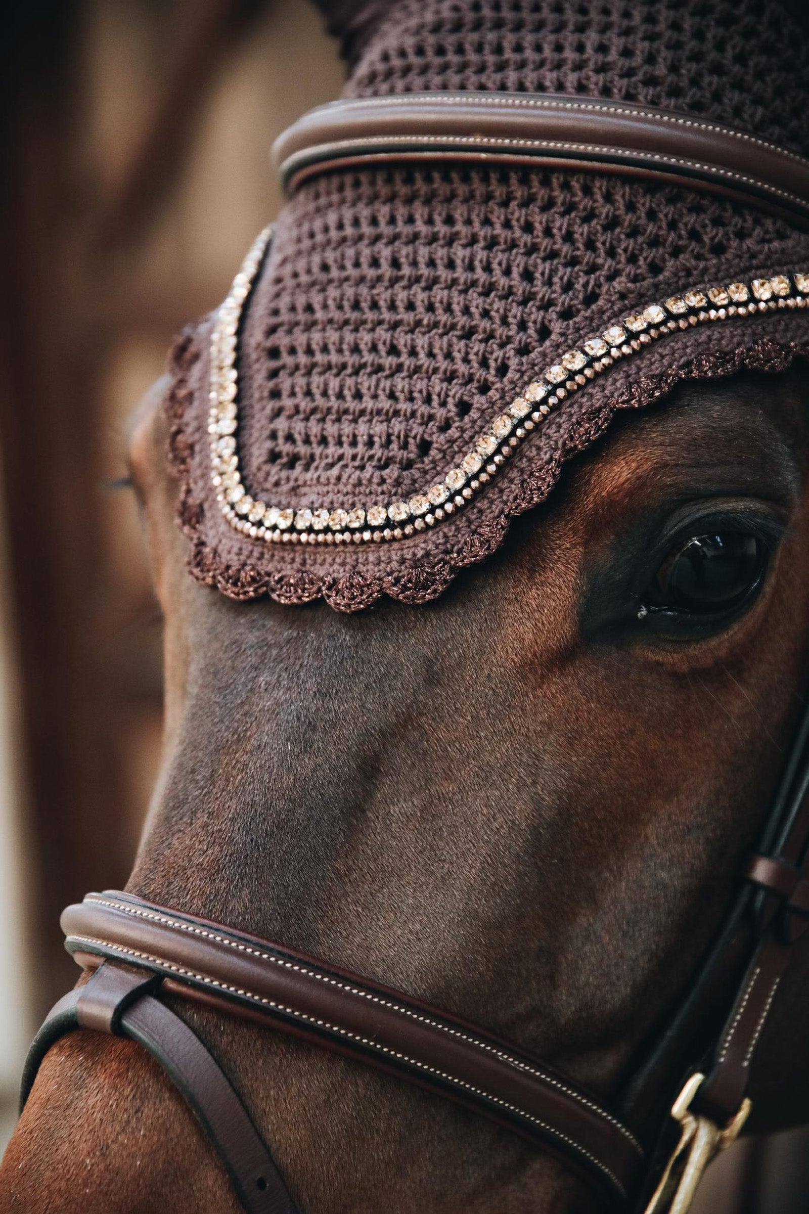 Kentucky Horsewear Fly Veil Wellington Stone & Pearl Saddle Pads