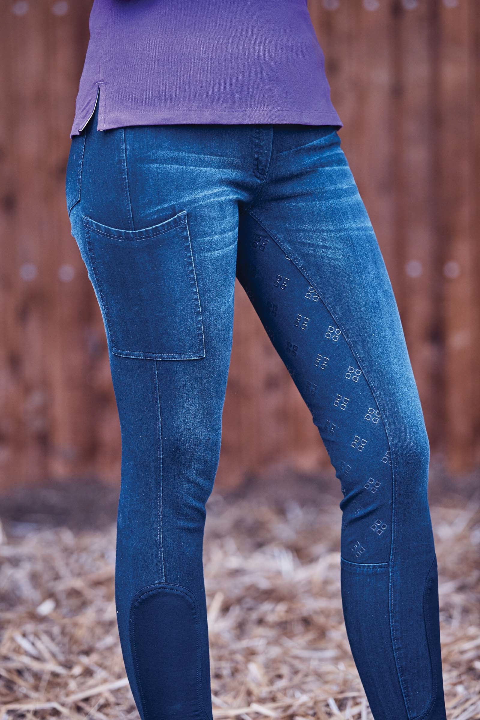 Dublin Shona Women's Full Grip Silicone Print Denim Breeches Womens Breeches