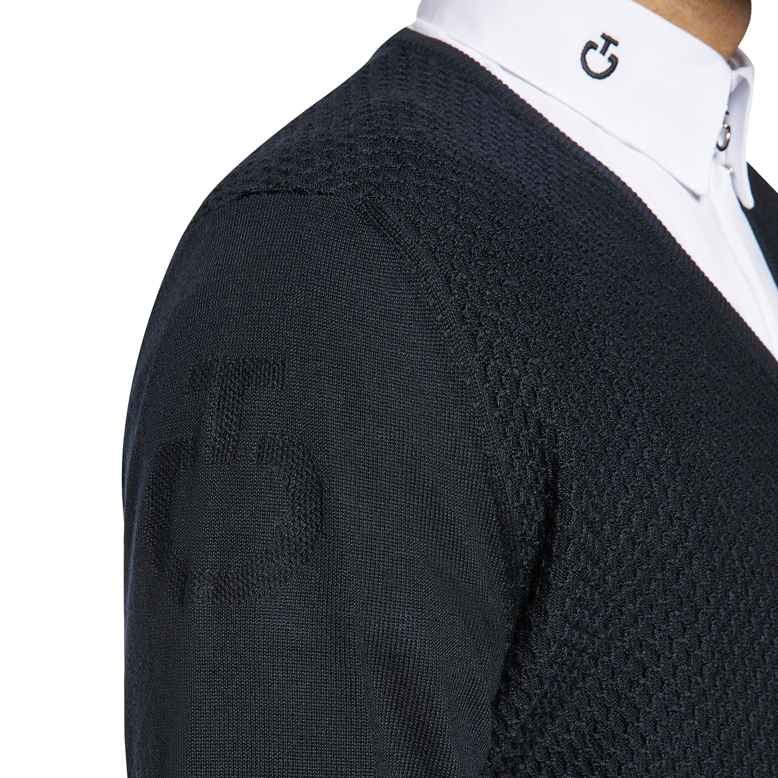 Cavalleria Toscana Men's Wool Knit Honeycomb V-Neck Sweater Women’s Riding Clothing