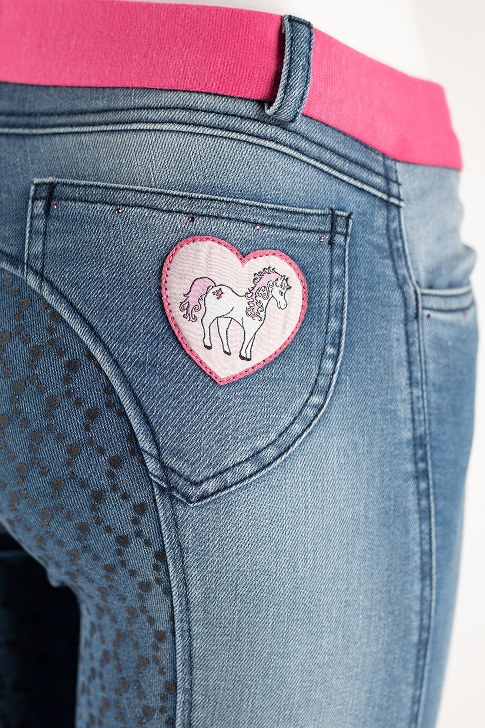 Horze Poppy Kids Denim Silicone Full Seat Breeches Kids Apparel