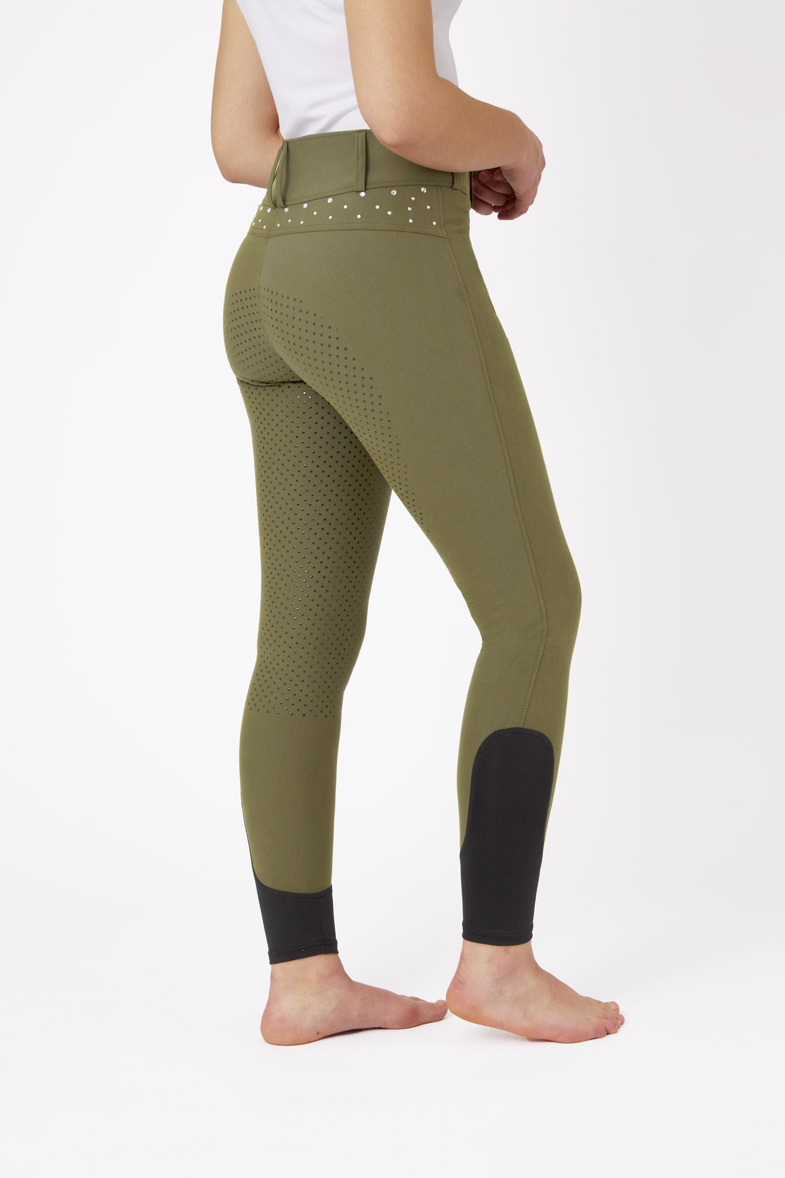 Horze Női magasderekú teliszilikonos lovaglónadrág kristályokkal Womens Breeches