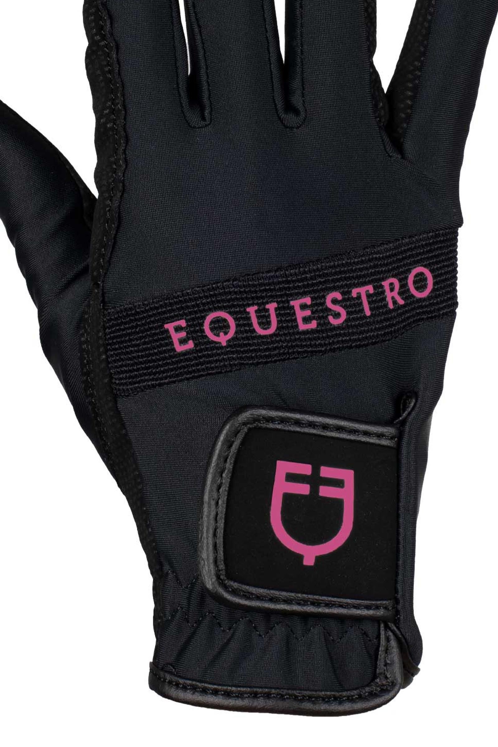 Equestro Gloves in Technical Fabric With Multicolor Logo Riding Gloves