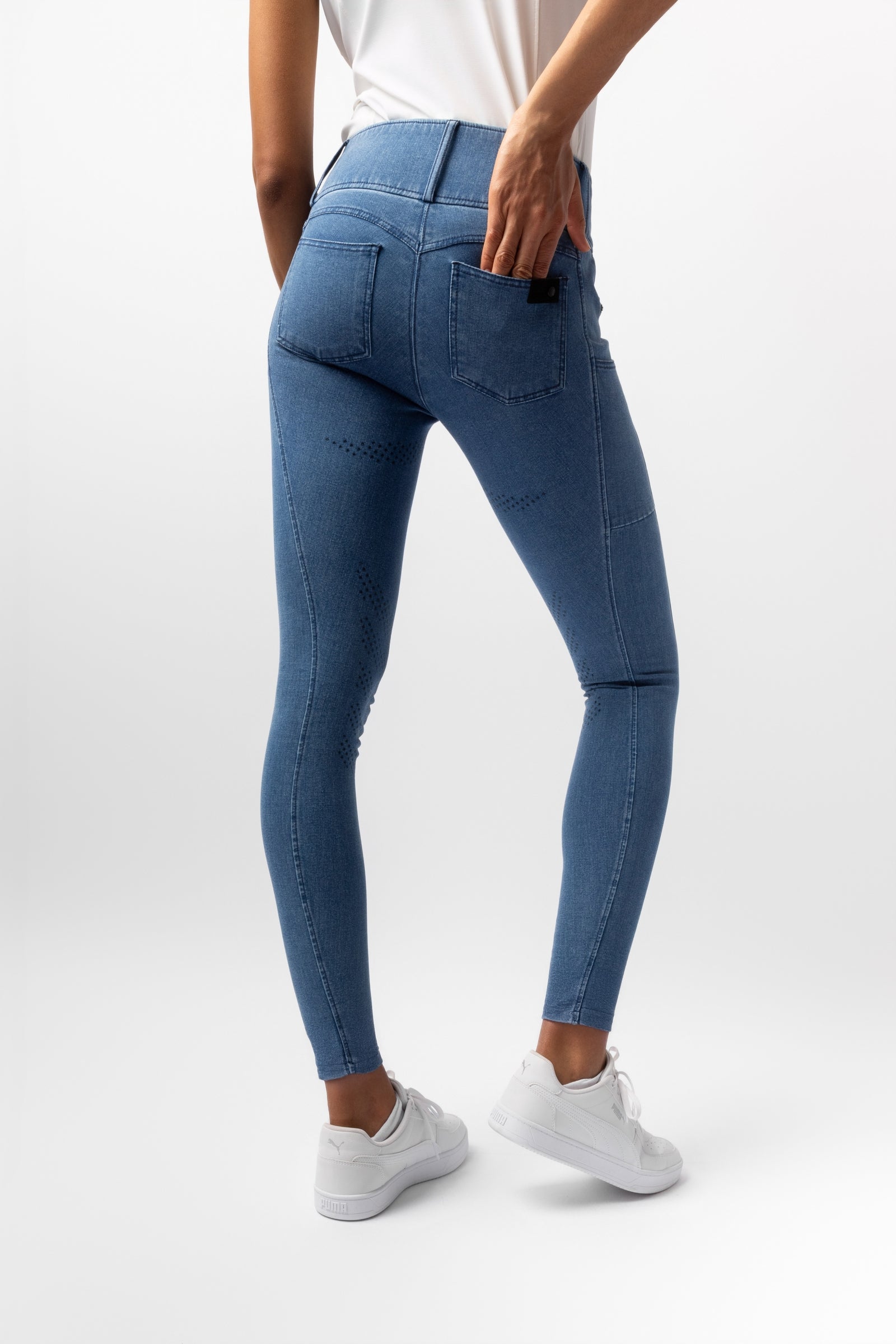 Horze Carolyn női denim teli szilikonos lovaglónadrág Womens Breeches