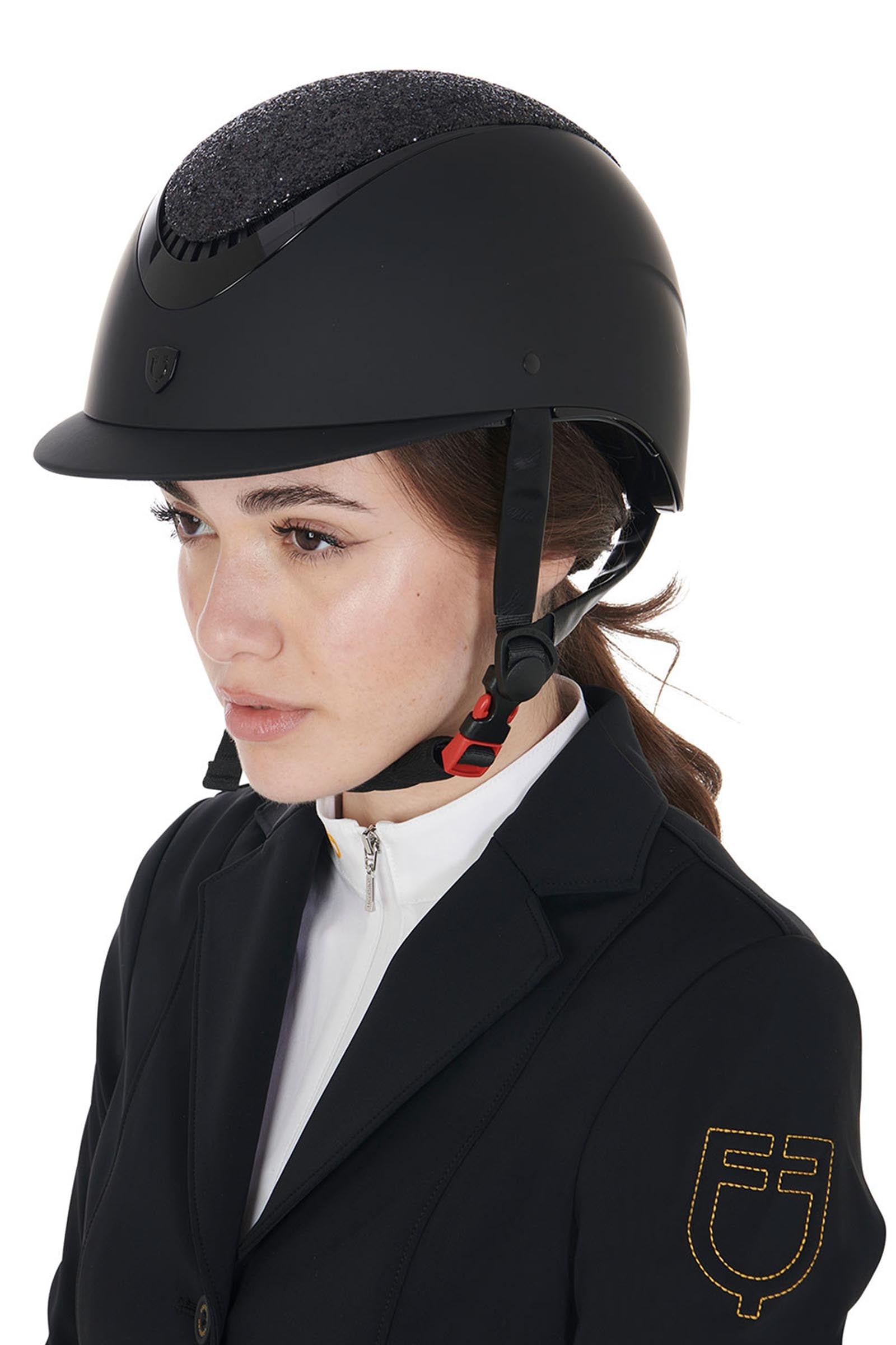 Equestro Narrow Visor Helmet With Rhinestones En 1384-2023 Homologation Safety Equipment