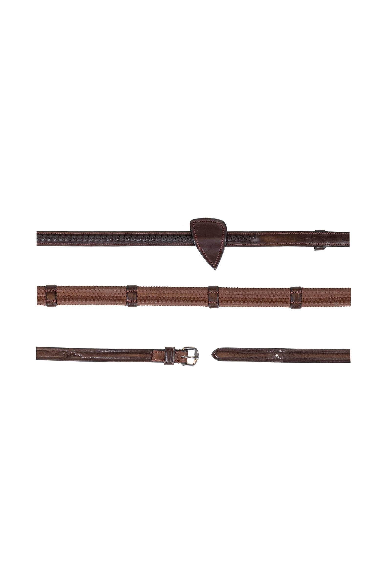 Dy'on New English 1/2 Rubber Reins Plaited Finishing With 7 Leather Loops Bridles & Reins