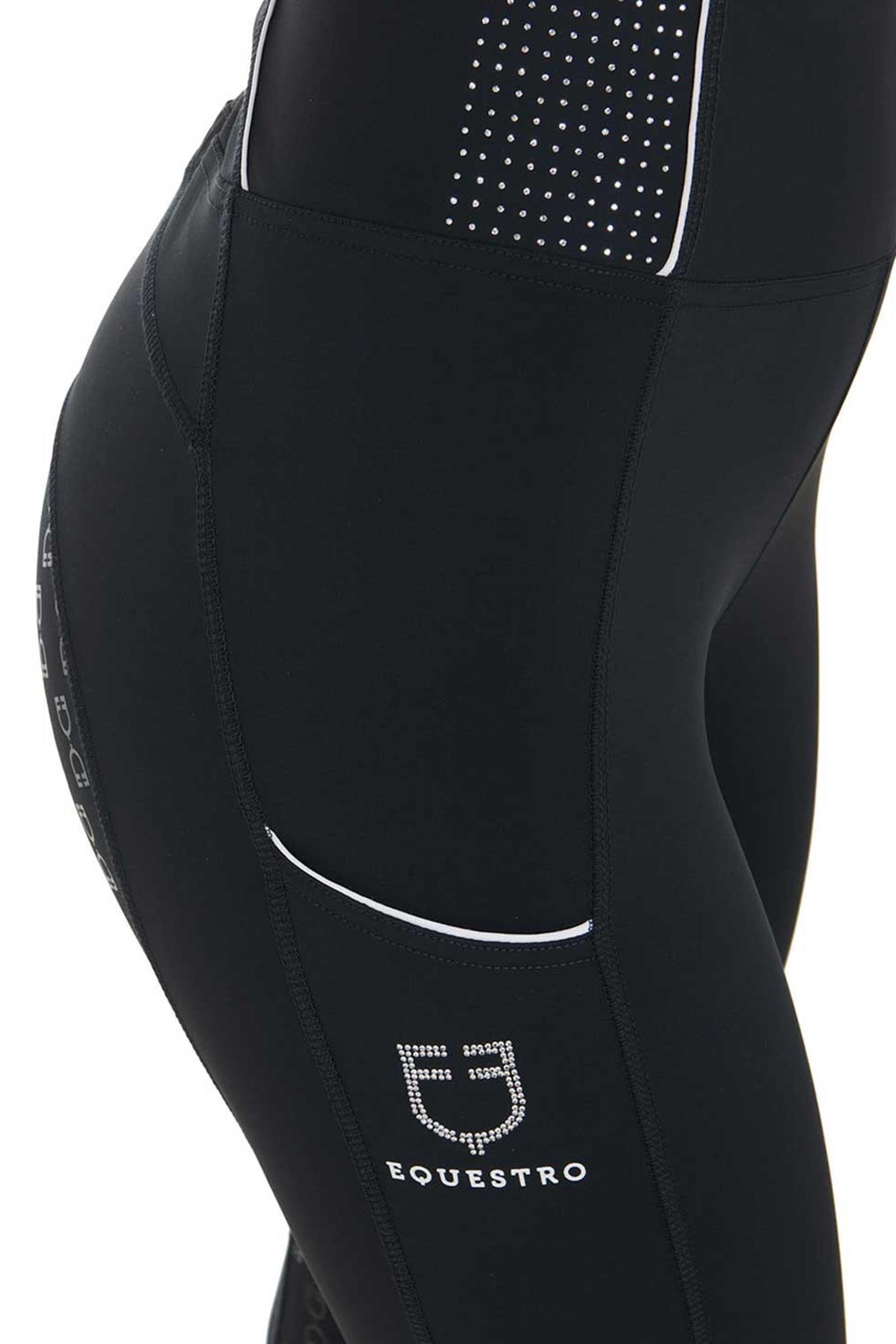 Equestro Women's Slim Fit Full Grip High-Waisted Leggings Rhinestones Womens Breeches