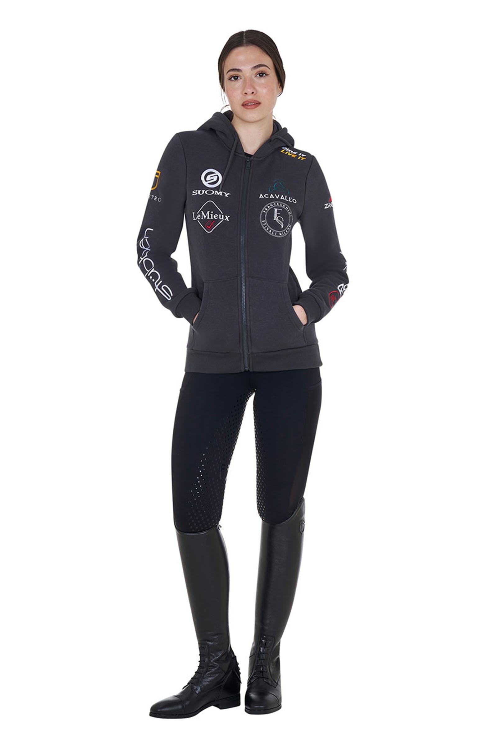 Equestro Women's Full Grip Leggings With Perforated Inserts Womens Breeches