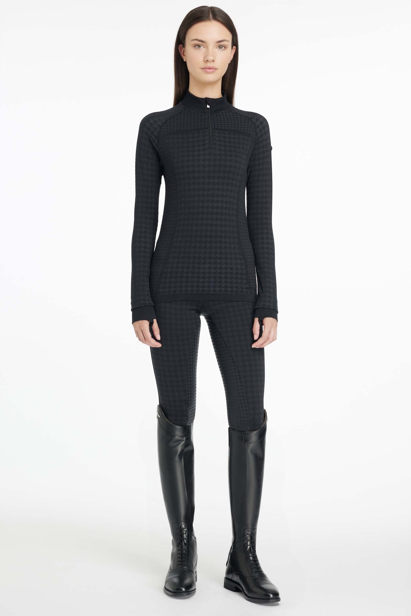 LeMieux Aspen Houndstooth Top with Quarter Zip Women’s Riding Clothing