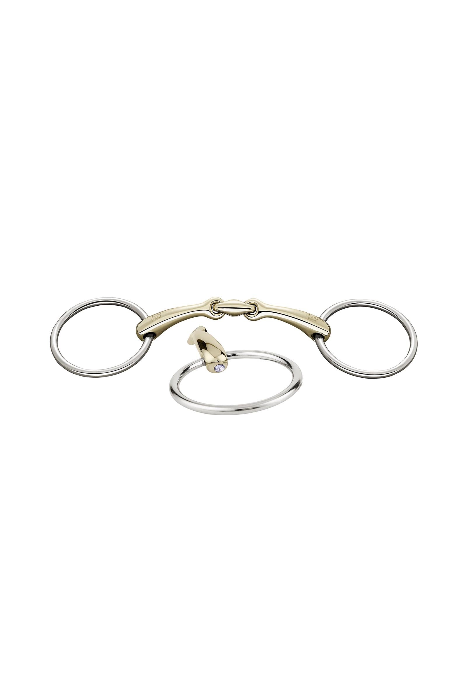 Sprenger Dynamic RS karikás zabla, dupla tört, 16 mm, Sensogan, kristályokkal Zablák