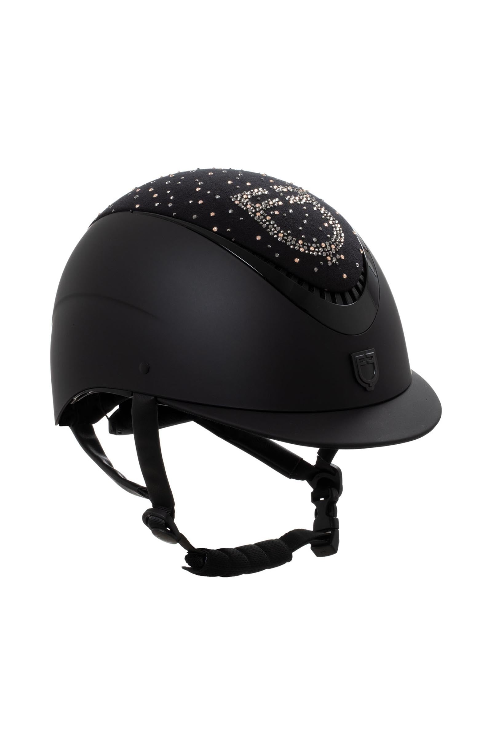 Equestro Matt Helmet With Narrow Visor and Rhinestone Logo Homologation En 1384-2023 Safety Equipment