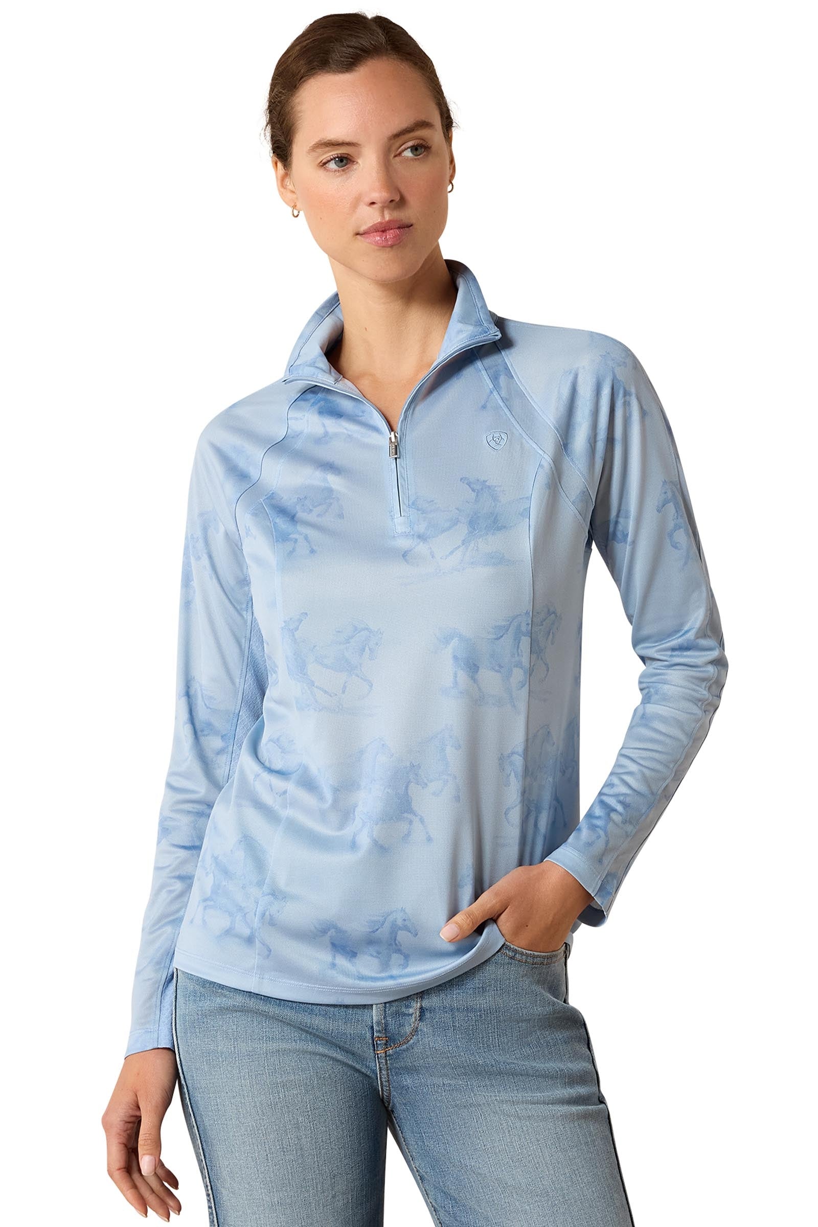Ariat Women's Sunstopper 3.0 1/4 Zip Baselayer Noi Ruházat