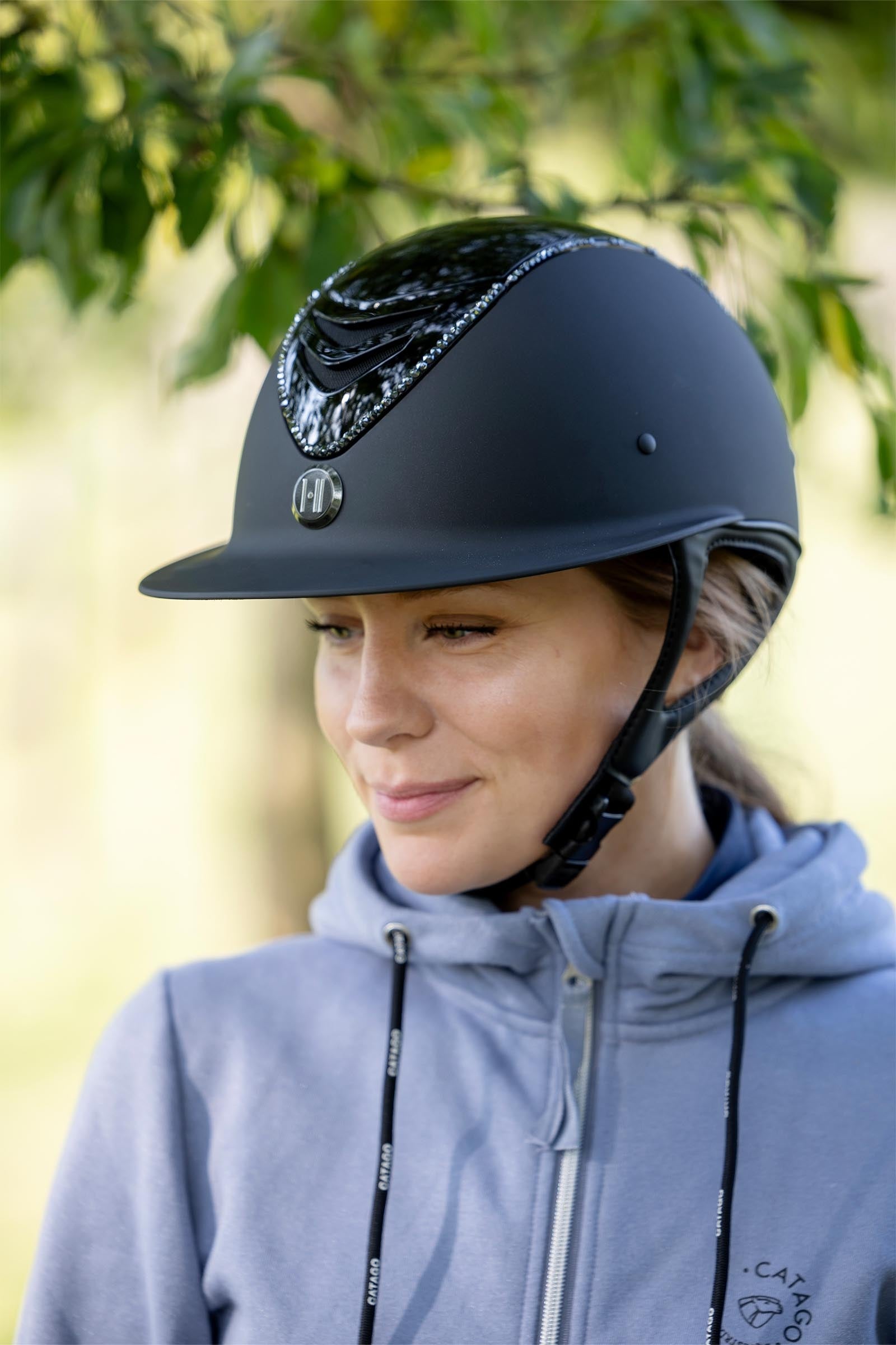 OneK Avancé Lux Matt, Glossy Top, Swarovski Riding Helmet Safety Equipment