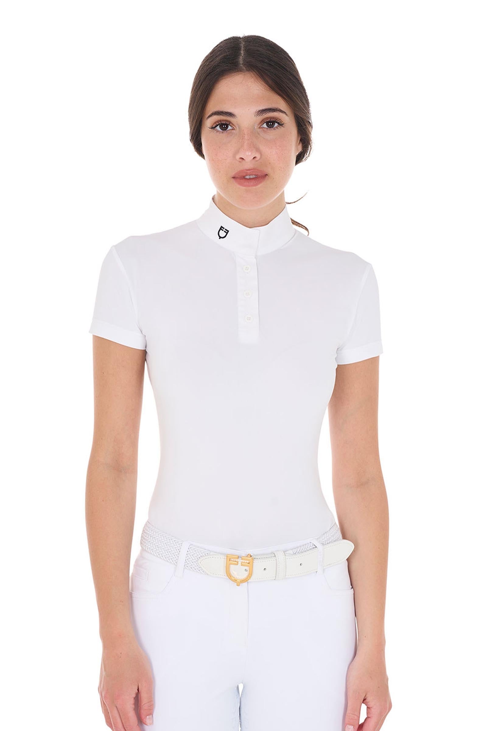 Equestro Women's Competition Polo Shirt, Slim Fit Women’s Riding Clothing