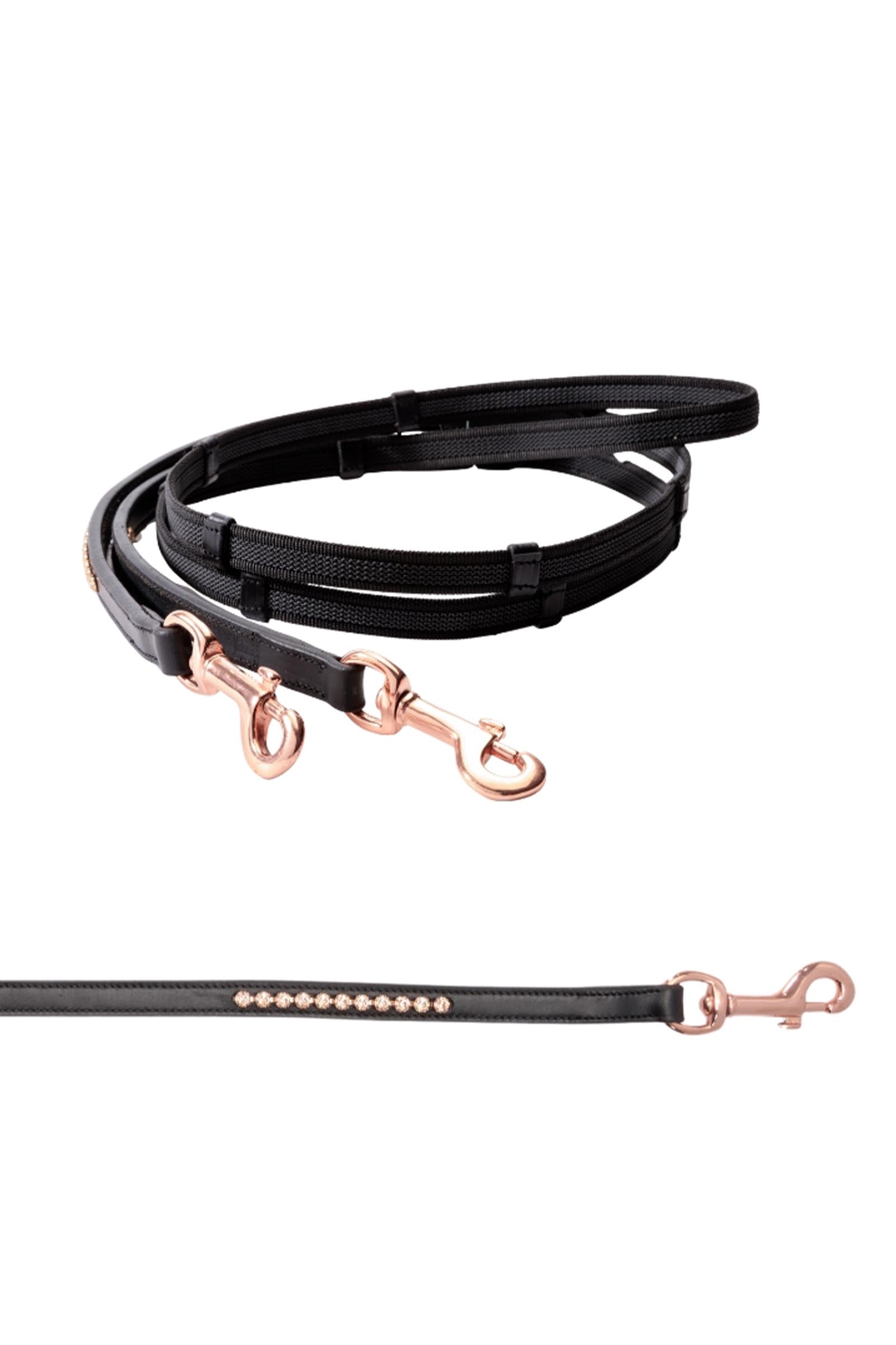 Kavalkade Rubberised Reins Icelandic With Carabiner and 5 Stops, 16 mm Bridles & Reins