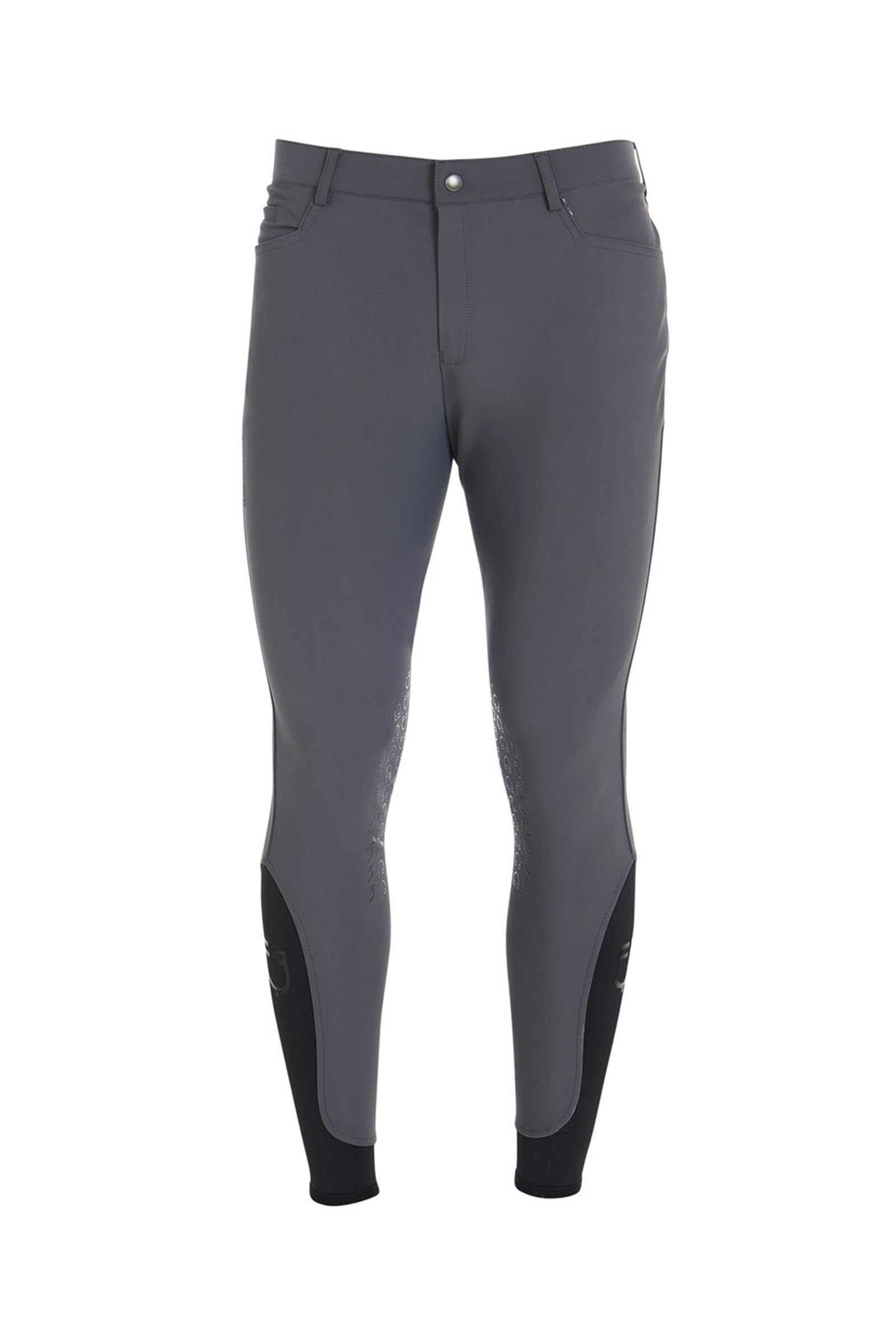 Equestro Men's Slim Fit Knee Grip Breeches With Logo Mens Riding Clothing
