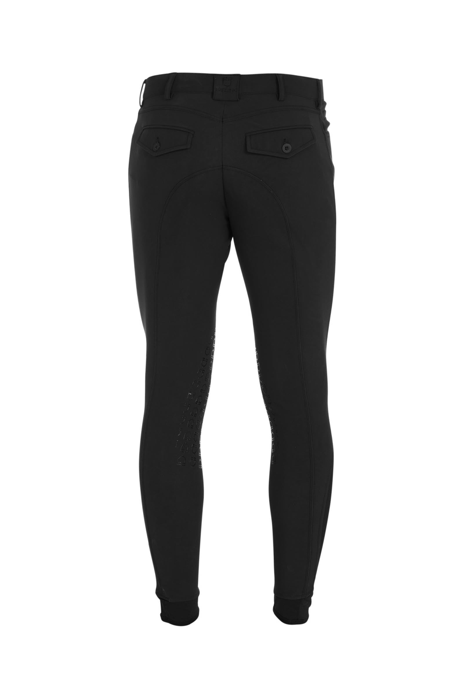 Equestro Men's Slim Fit Knee Grip Breeches With Logo Mens Riding Clothing
