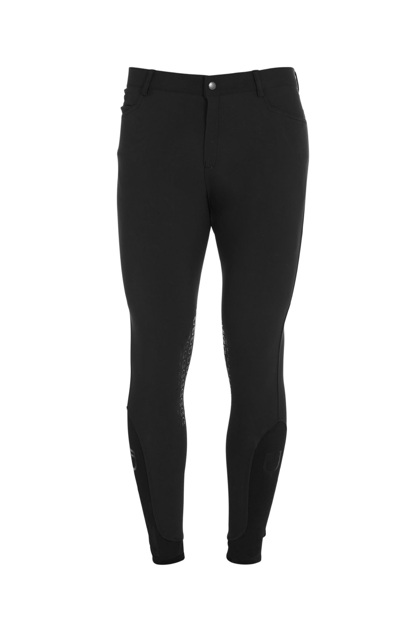 Equestro Men's Slim Fit Knee Grip Breeches With Logo Mens Riding Clothing