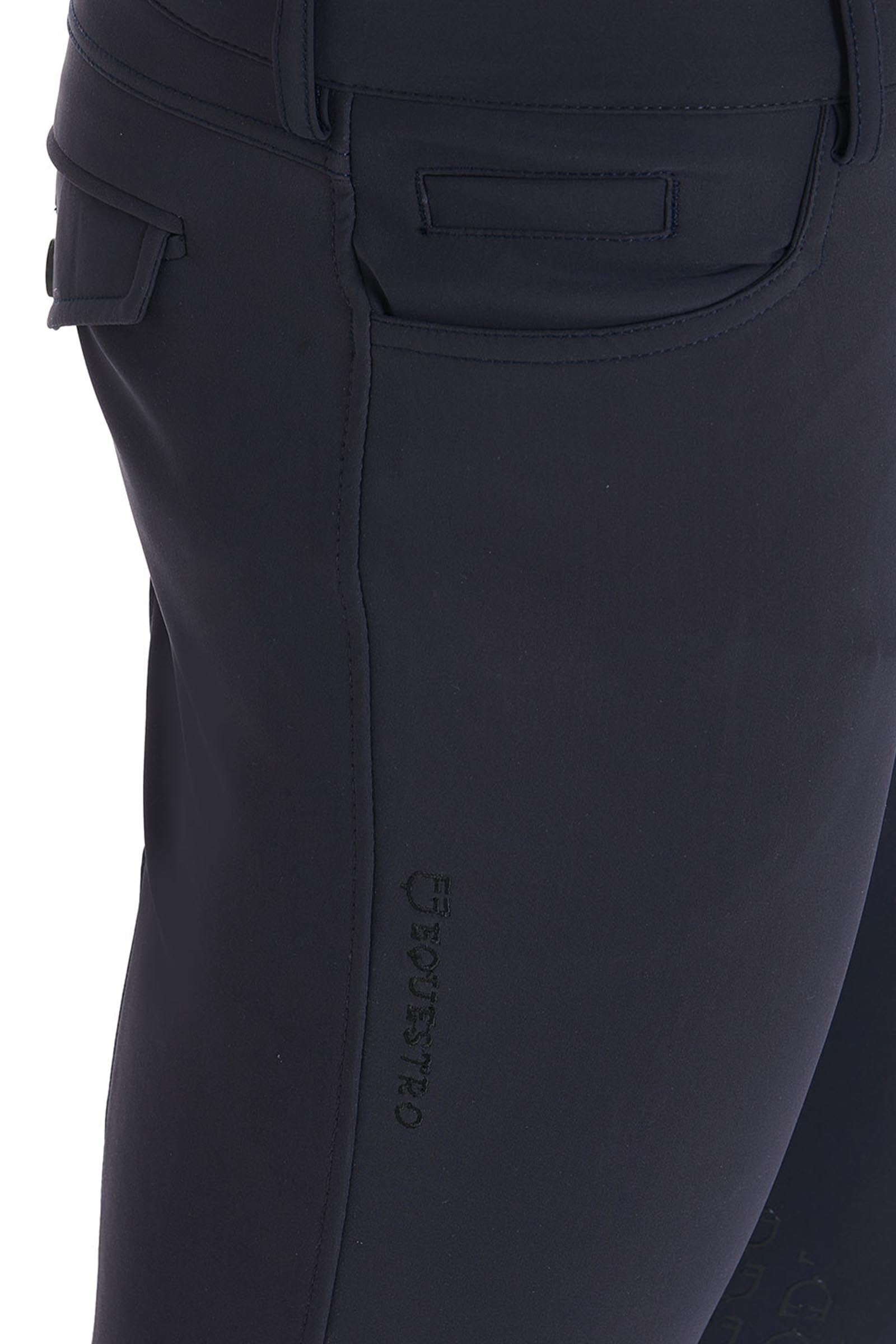 Equestro Men's Slim Fit Knee Grip Breeches With Logo Mens Riding Clothing