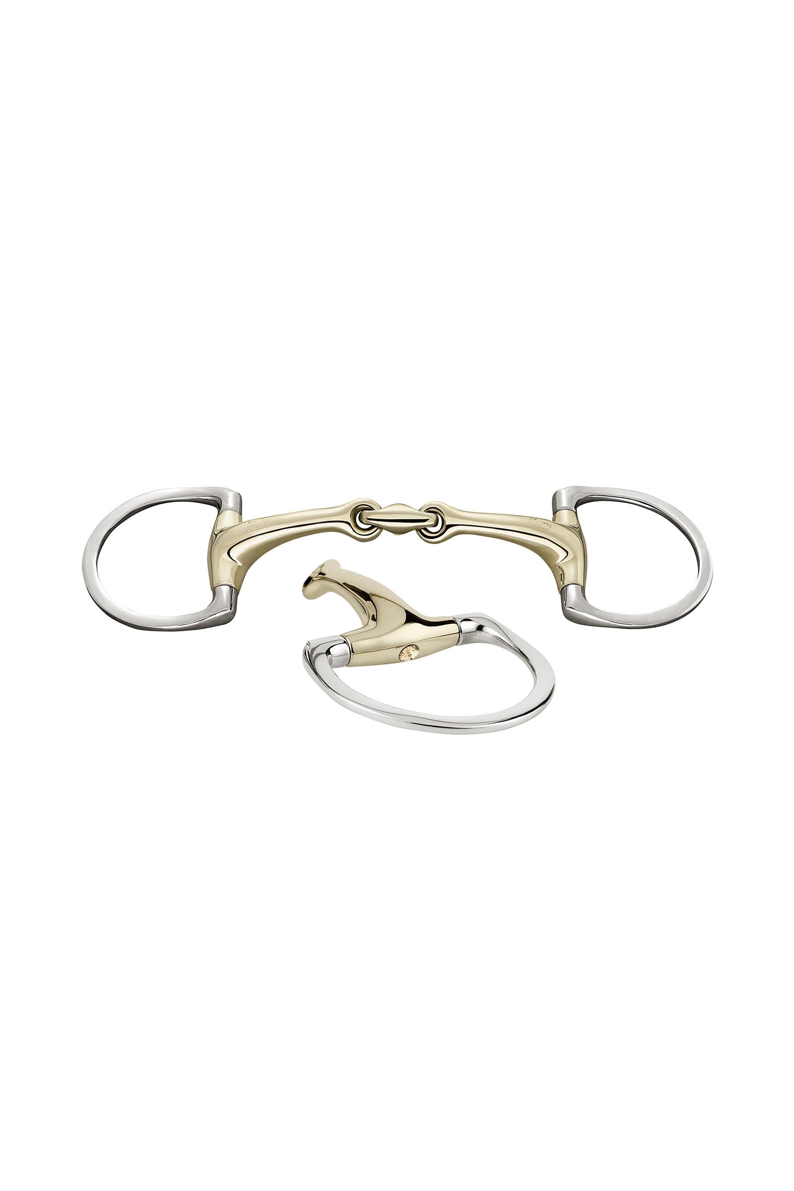 Sprenger Dynamic RS olívás zabla D karikák, dupla tört, 16 mm, Sensogan, kristályokkal Zablák